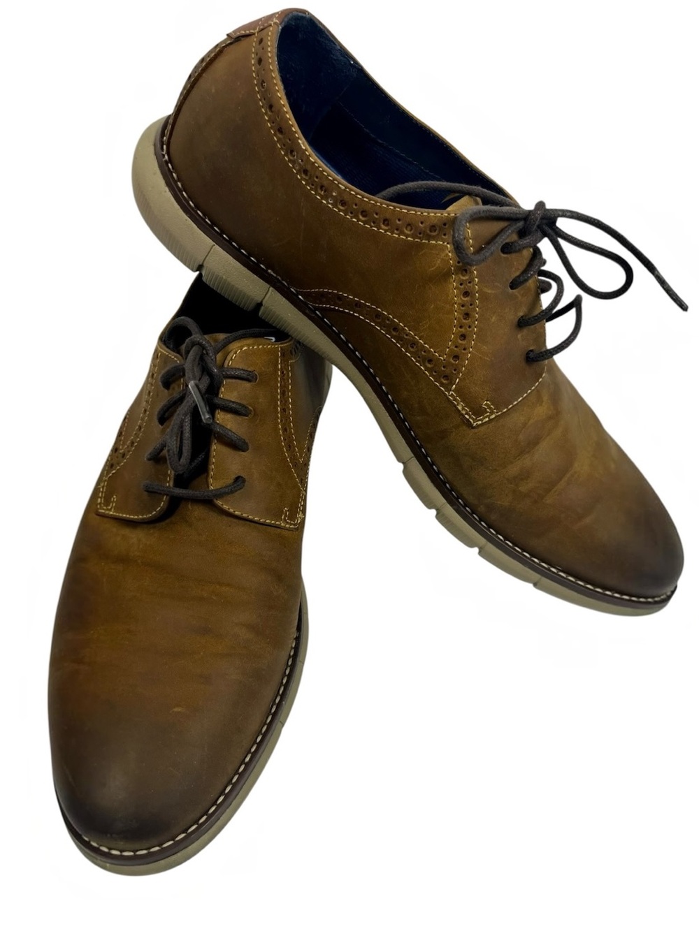 Johnston & Murphy Holden Tan Oiled Leather Plain Toe Oxfords Shoes Size9 -sku107